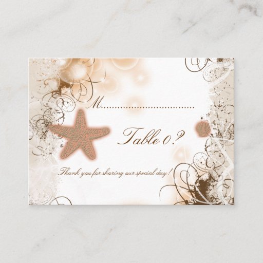 Customizable Beach theme wedding ~ table number card business cards