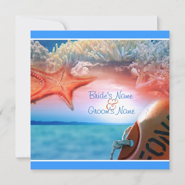 Beach theme wedding tropical cruise invitation (Front)