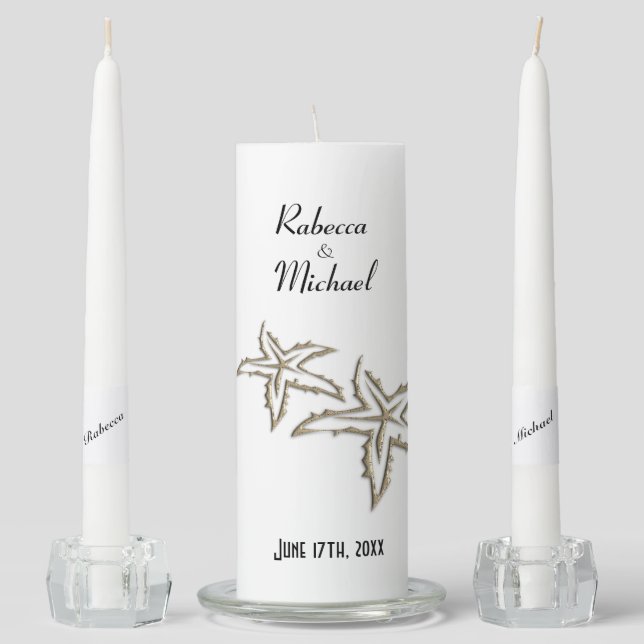 Beach Theme  Wedding Unity Candle Set (Front)
