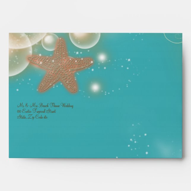 Beach theme wedding vintage envelope (Front)