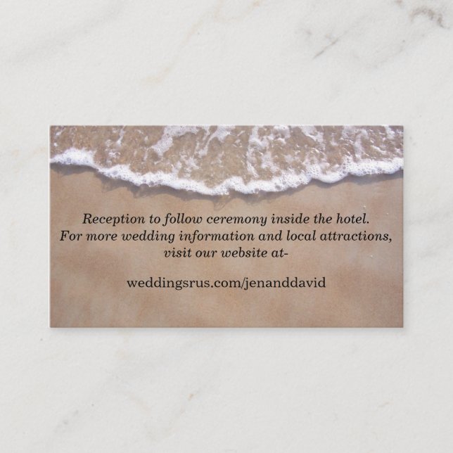 Beach Theme Wedding Website Enclosure Card (Front)