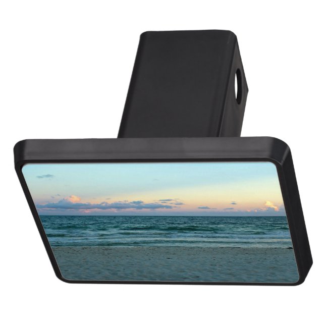 Beach Themed, A Beach With White Sands, Blue Water Hitch Cover (Top)