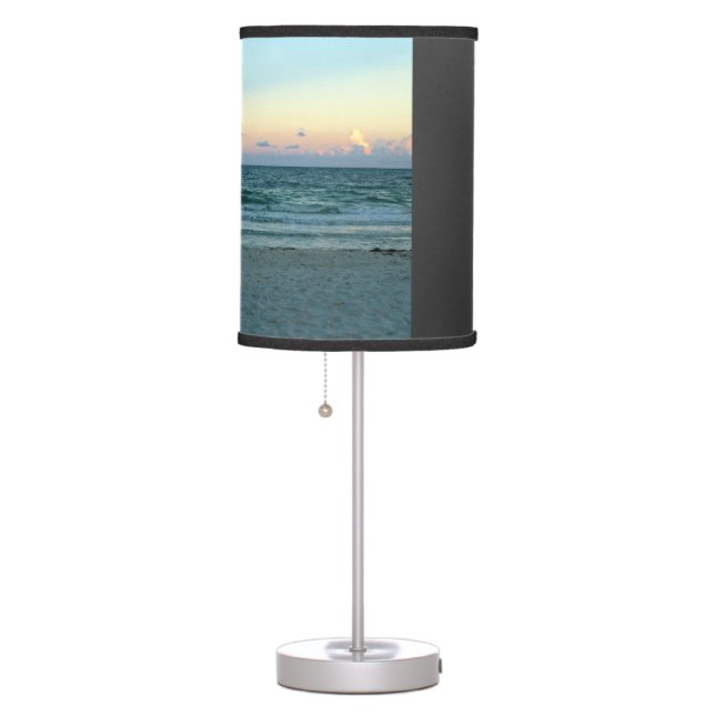 Beach Themed, A Beach With White Sands, Blue Water Table Lamp (Right)