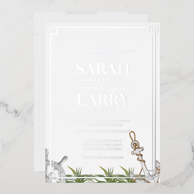 Beach themed and Elegant Gold Traditional Wedding Foil Invitation (Envelope)