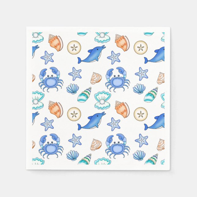 Beach Themed Baby Shower or Birthday Party Napkins (Front)