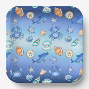 Beach Themed Baby Shower or Birthday Party Paper Plates