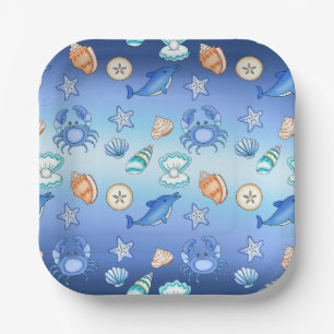 Beach Themed Baby Shower or Birthday Party Paper Plates