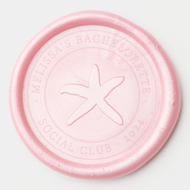 Beach-Themed Bachelorette Weekend Social Club Wax Seal Sticker (Front)