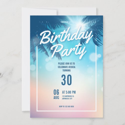 Beach Themed Birthday Party Invitation