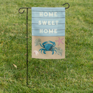 Beach Themed Blue Crab Weatherproof Garden Flag