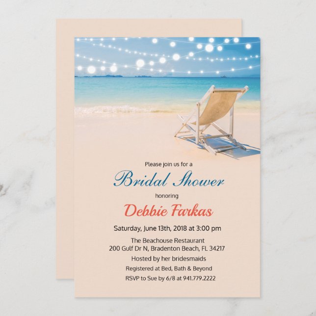Beach Themed Bridal Shower Invitation (Front/Back)