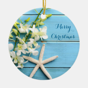 Beach Themed Christmas Ornaments Starfish Orchid