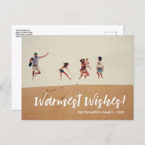 Beach themed Christmas Warmest Wishes Family Photo Holiday Postcard