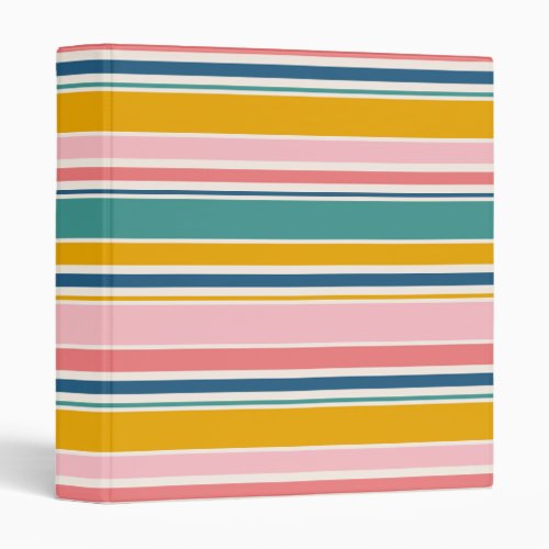 Beach Themed Color Stripes 3 Ring Binder