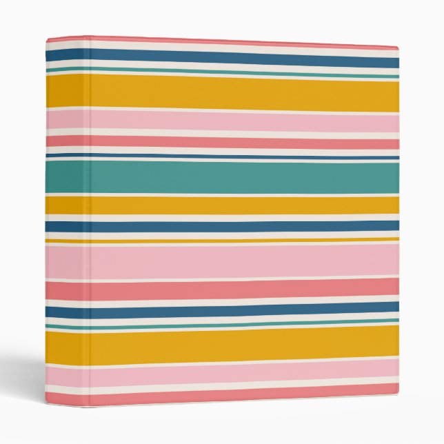 Beach Themed Color Stripes 3 Ring Binder (Front/Spine)