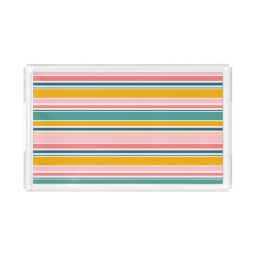 Beach Themed Color Stripes Acrylic Tray