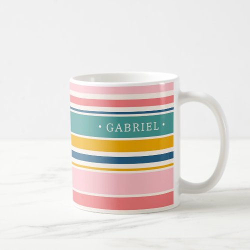 Beach Themed Color Stripes  Add Your Name Coffee Mug