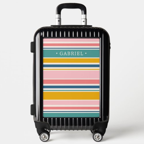 Beach Themed Color Stripes  Add Your Name Luggage