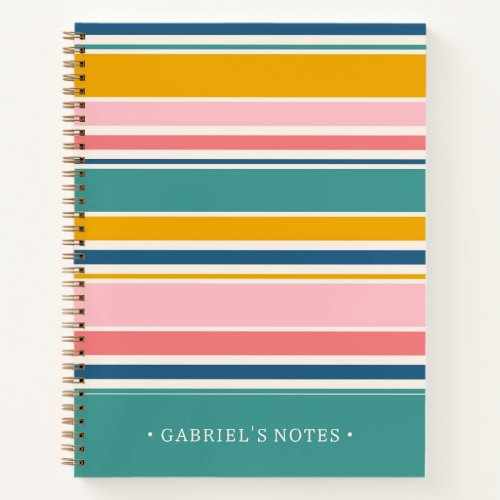 Beach Themed Color Stripes  Add Your Name Notebook
