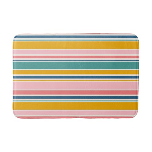 Beach Themed Color Stripes Bath Mat