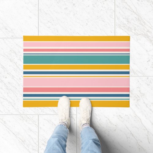 Beach Themed Color Stripes Doormat