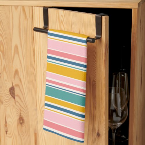 Beach Themed Color Stripes Kitchen Towel