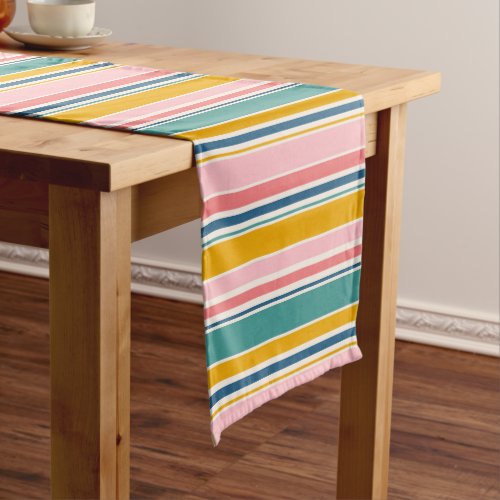 Beach Themed Color Stripes Medium Table Runner