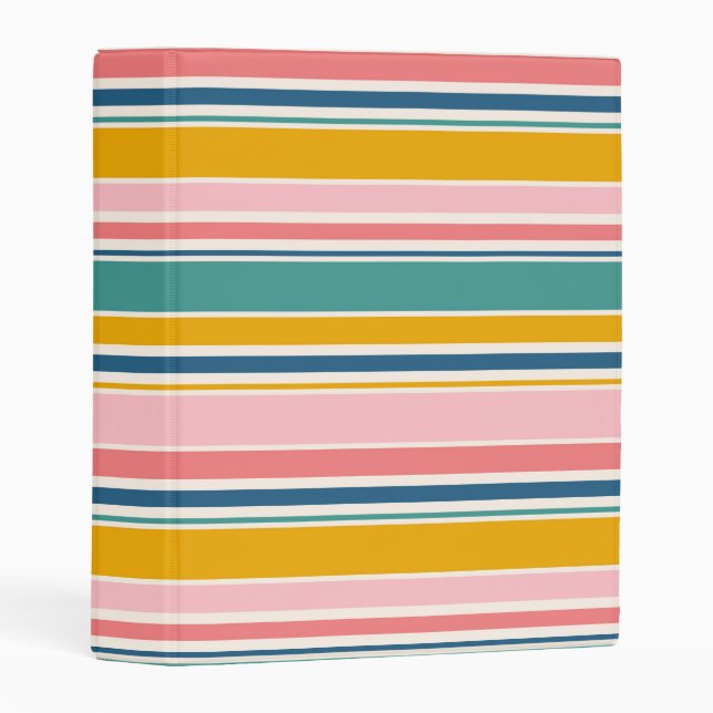 Beach Themed Color Stripes Mini Binder (Front/Spine)