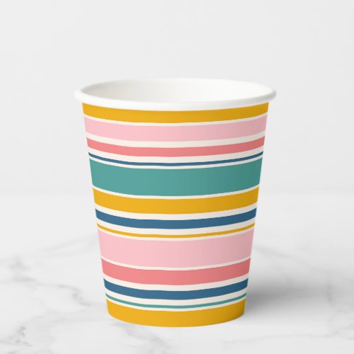 Beach Themed Color Stripes Paper Cups