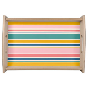 Beach Themed Color Stripes Serving Tray