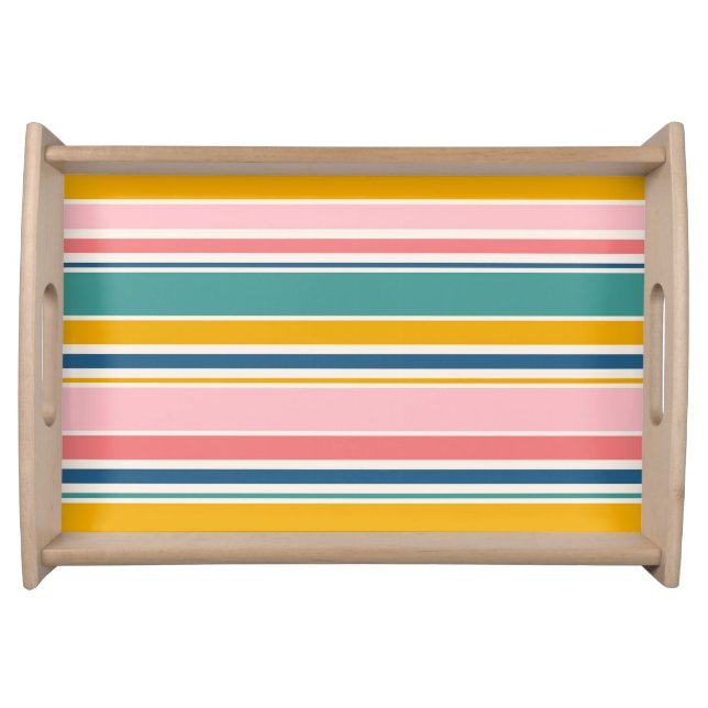 Beach Themed Color Stripes Serving Tray (Front)