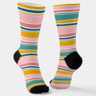 Beach Themed Color Stripes Socks