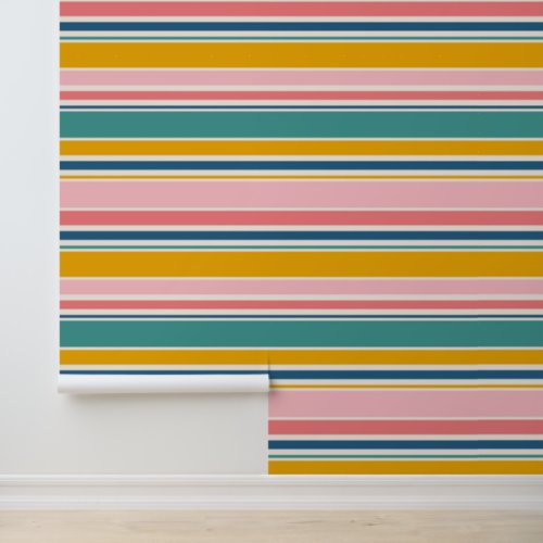 Beach Themed Color Stripes Wallpaper