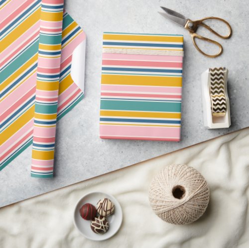 Beach Themed Color Stripes Wrapping Paper