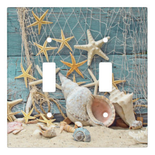 Light Switch Plate Outlet Covers BEACH DECOR ~ FISHING NET STARFISH SEA SHELLS