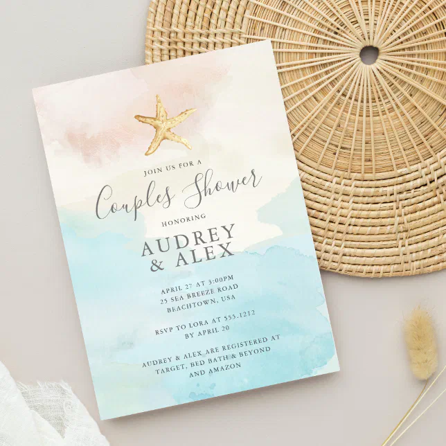 Beach Themed Couples Shower Invitation | Zazzle