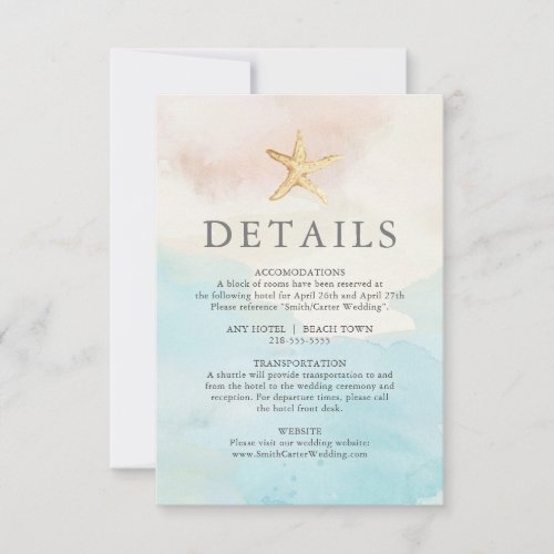 Beach Themed Details Card