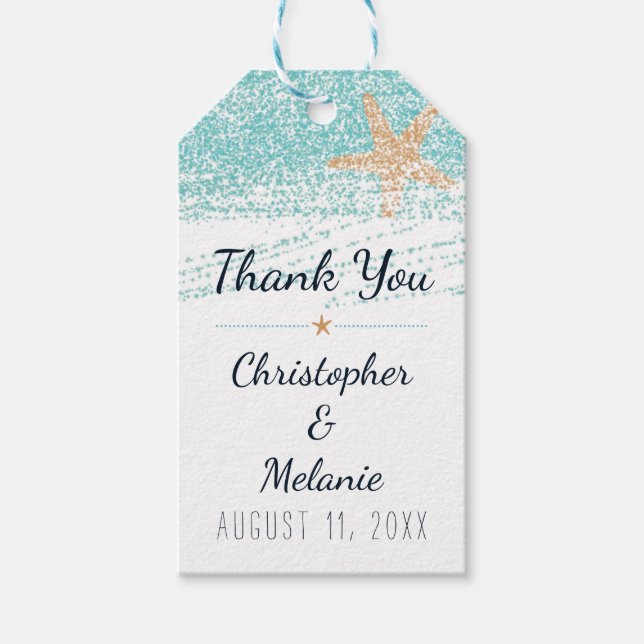Beach themed Favor tags - Starfish Tags (Front)