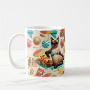 Beach themed for Siamese Cat Lovers Party Coffee Mug