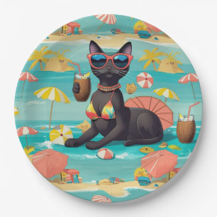 Beach themed for Siamese Cat Lovers Party Paper Plates