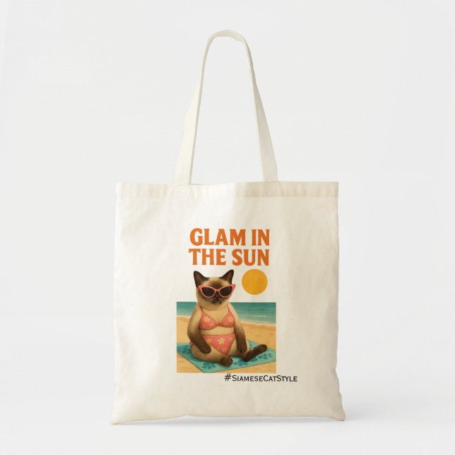 Beach themed for Siamese Cat lovers Tote Bag (Front)