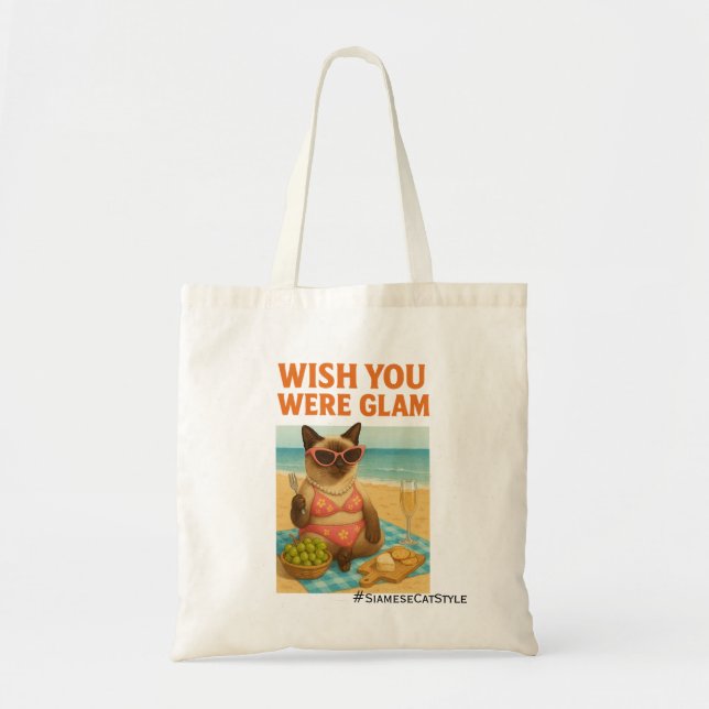 Beach themed for Siamese Cat lovers Tote Bag (Front)