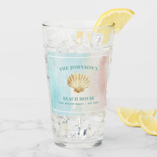 Beach Themed Glass Tumbler (Back Ice)
