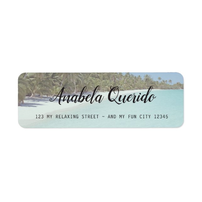 Beach Themed Ocean Palm Tree Tropical Seashore Label (Front)