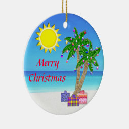 Beach Themed Ornaments, Merry Christmas! Ceramic Ornament | Zazzle