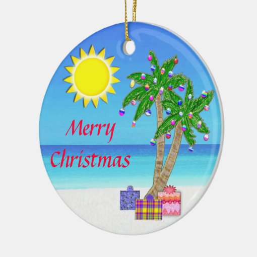 Beach Themed Ornaments, Merry Christmas! Ceramic Ornament | Zazzle