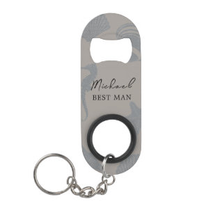 Beach Themed "Our Wedding Day" with Shells Keychain Bottle Opener