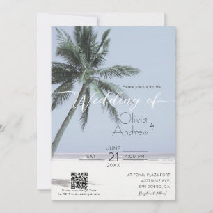 Beach Themed Palm Tree Wedding Invitation Template
