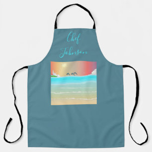 Beach Themed Personalized Apron with Dolphins