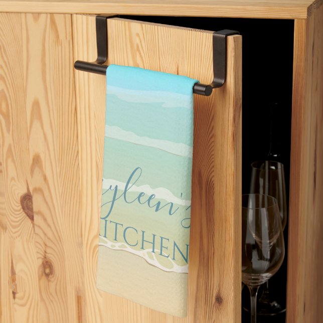 Beach Themed Personalized Kitchen Towel (Thirds Fold)
